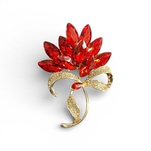 Radiant Red and Gold Leaf Brooch NWT
